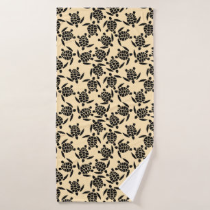 Summer coastal style repeating turtle pattern bath towel