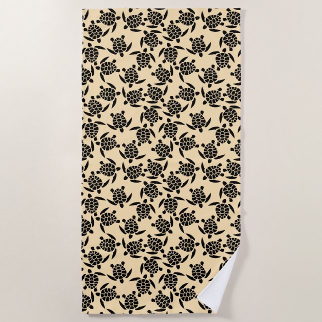 Summer coastal style repeating turtle pattern beach towel (Front)