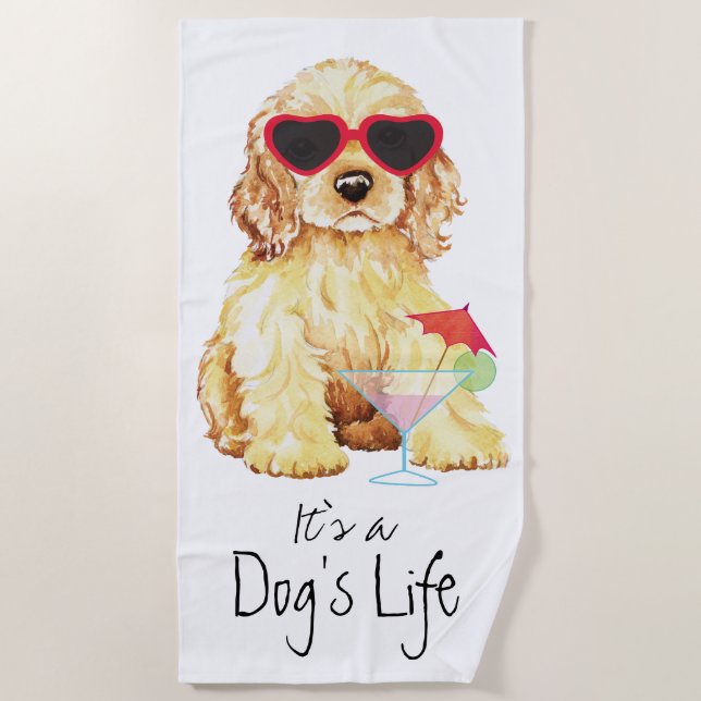 Summer Cocker Spaniel Beach Towel (Front)