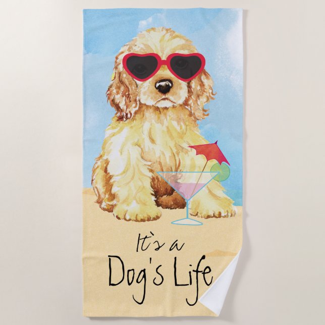 Summer Cocker Spaniel Beach Towel (Front)