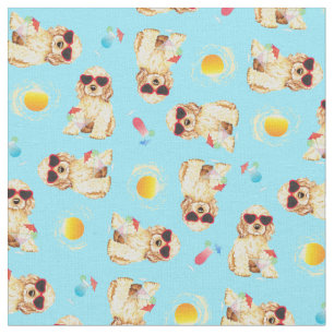 Summer Cocker Spaniel Fabric