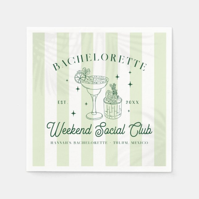 Summer Cocktail Club | Bachelorette Napkin (Front)