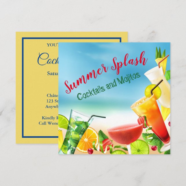Summer Cocktail Mojito Party Invitation (Front/Back)
