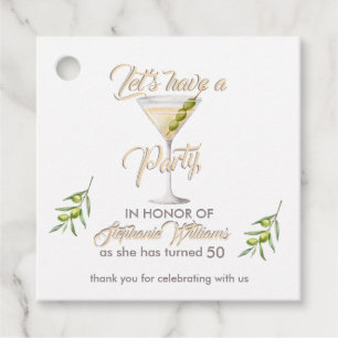 Summer Cocktail Women's 50th Birthday Party  Favour Tags
