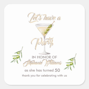 Summer Cocktail Women's 50th Birthday Party Square Sticker