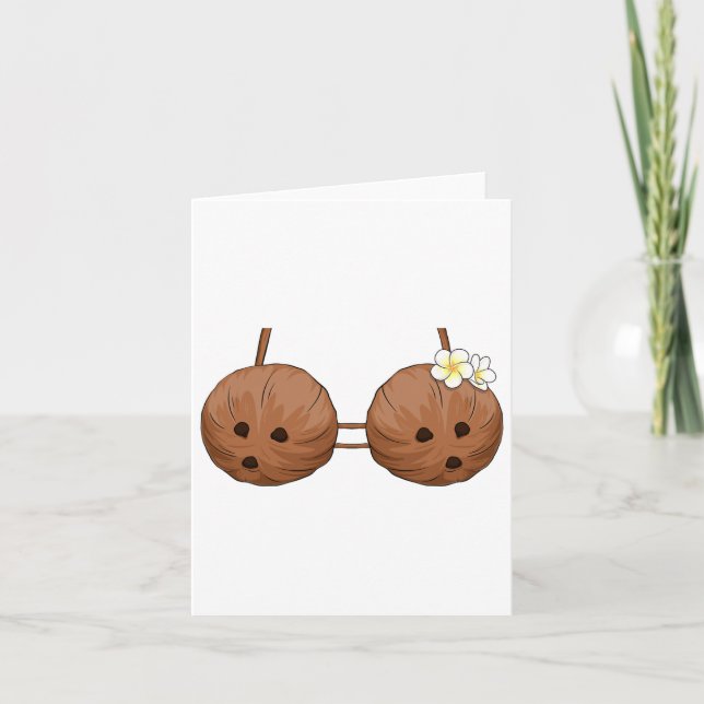 Summer Coconut Bra Halloween Costume Hawaii Aloha  Card (Front)