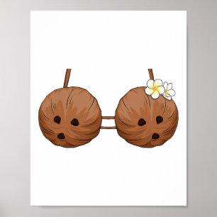 Summer Coconut Bra Halloween Costume Hawaii Aloha Poster
