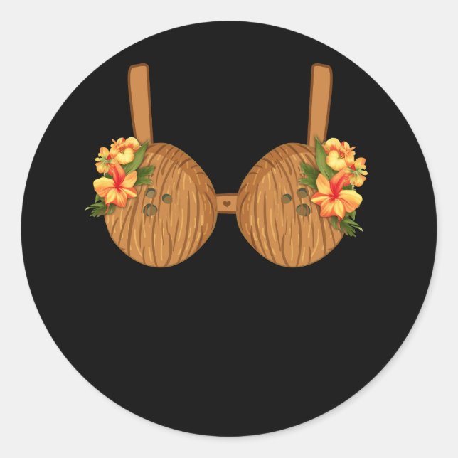Summer Coconut Bra Halloween Costume Hawaii Hawaii Classic Round Sticker (Front)