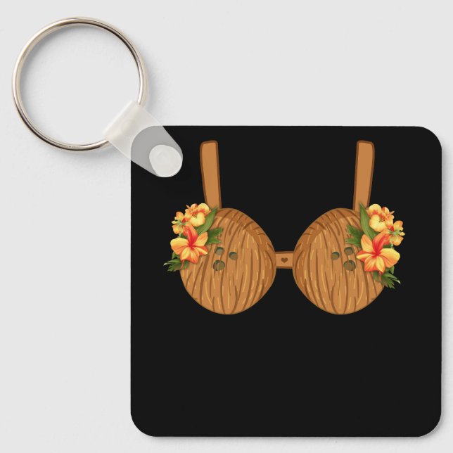 Summer Coconut Bra Halloween Costume Hawaii Hawaii Keychain (Front)