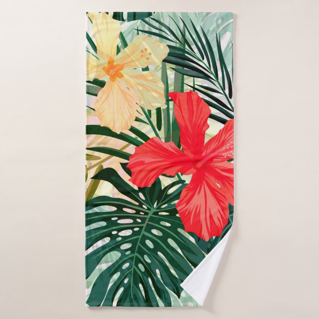 Summer colorful hawaiian seamless pattern with tro bath towel (Bath Towel)