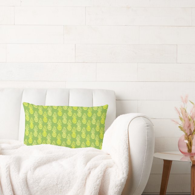 Summer colorful pineapple fruit green pattern lumbar pillow (Couch)
