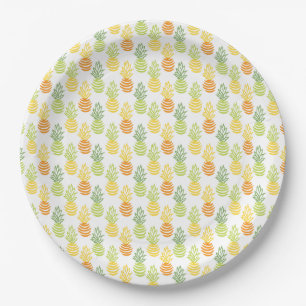 Summer colorful pineapple fruit multicolor pattern paper plate