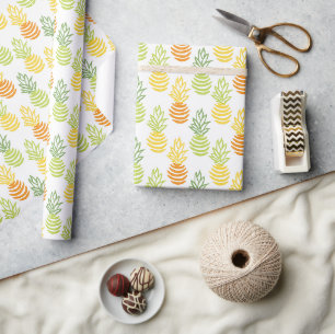 Summer colorful pineapple fruit multicolor pattern wrapping paper