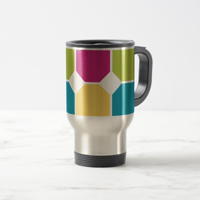 SUMMER COLORS Quadrants OPTIONAL Monogram Travel Mug (Front Right)