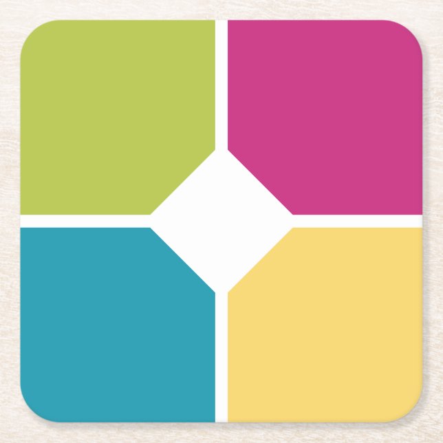 SUMMER COLORS Quadrants Optional Text Square Paper Coaster (Front)