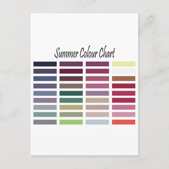 Summer Colour Chart Postcard (Front)