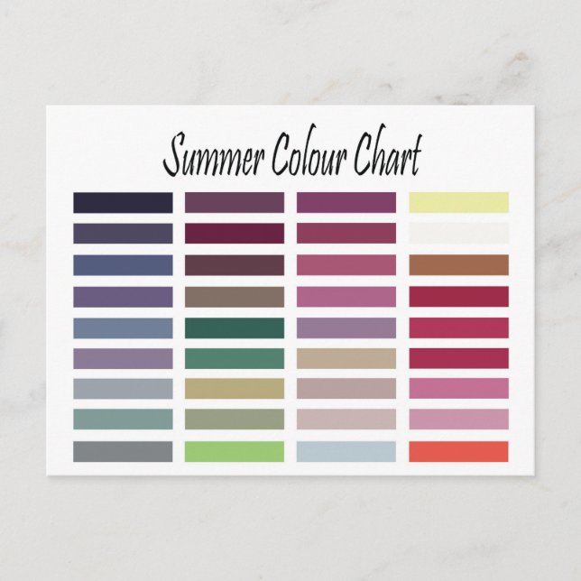 Summer Colour Chart Postcard (Front)