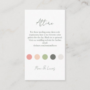 Summer Colour Dot Wedding Attire Dress Code  Enclosure Card