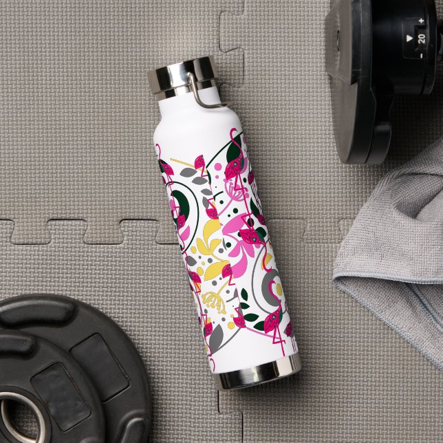 Summer Colourful Flamingo Circle Leaf  Water Bottle (Gym)