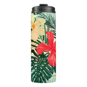 Summer colourful hawaiian seamless pattern with tr thermal tumbler