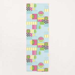 Summer colourful mosaic, watermelon kiwi fruit yoga mat