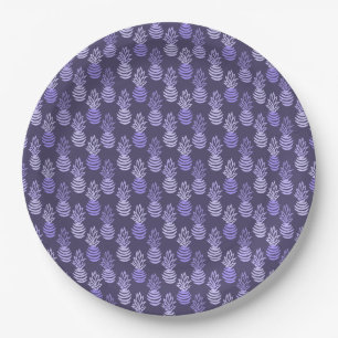 Summer colourful pineapple fruit blue pattern paper plate