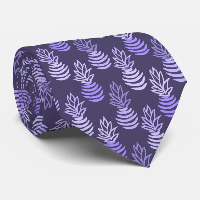 Summer colourful pineapple fruit blue pattern tie (Rolled)