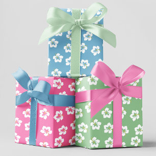 Summer Colourful Tropical Floral Pattern Wrapping Paper Sheet