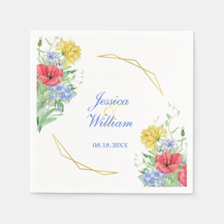 Summer Colourful Wildflowers Wedding Napkin
