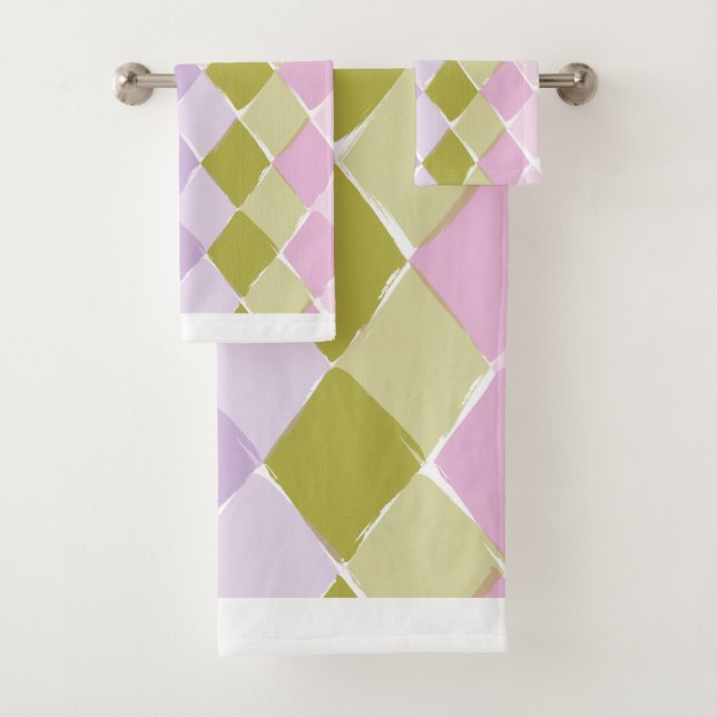  Summer colours pattern  diamond Bath Towel Set (Insitu)