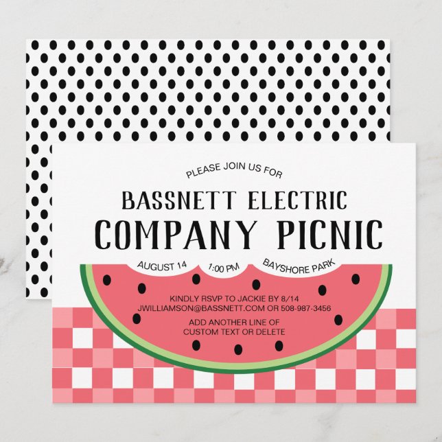 Summer Company Party Invitation Watermelon Picnic (Front/Back)