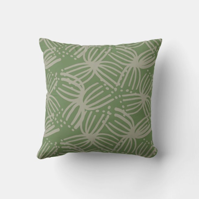 Summer Contemporary abstract bloom lime green dark Throw Pillow (Back)