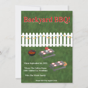 Summer Cookout Backyard BBQ Party Invite
