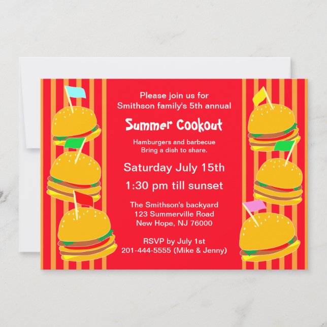 Summer Cookout Party Invitation (Front)