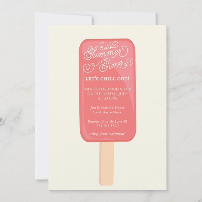 Summer Cookout Party Invitation - Popsicle (Front)
