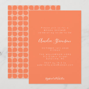 Summer Coral Orange Retro Minimalist Bridal Shower Invitation