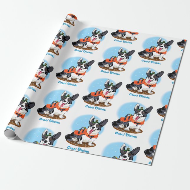 Summer Corgi Wrapping Paper (Unrolled)