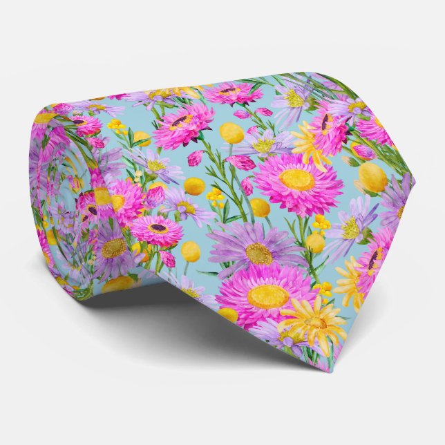 Summer Cottage Garden Blue Tie (Rolled)