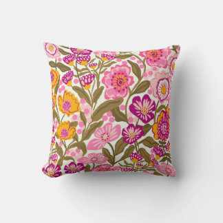  Summer Cottage Garden Floral Print Throw Pillow