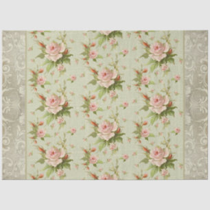 Summer Cottage Pink Roses Scrolls Wood Decoupage Tissue Paper
