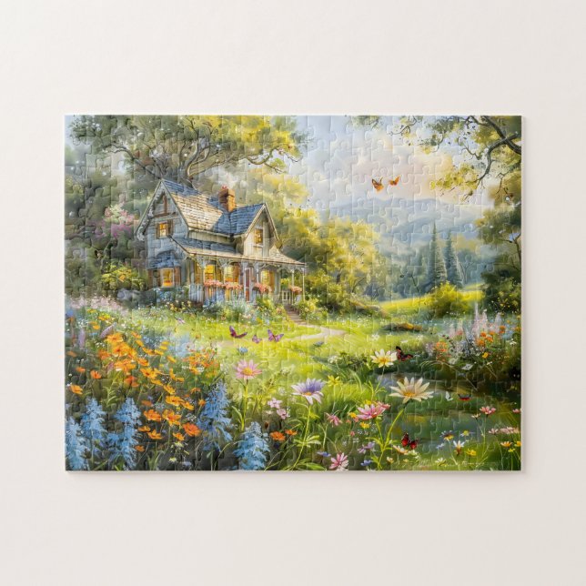 Summer Cottage with Wildflower Meadow Jigsaw Puzzle (Horizontal)