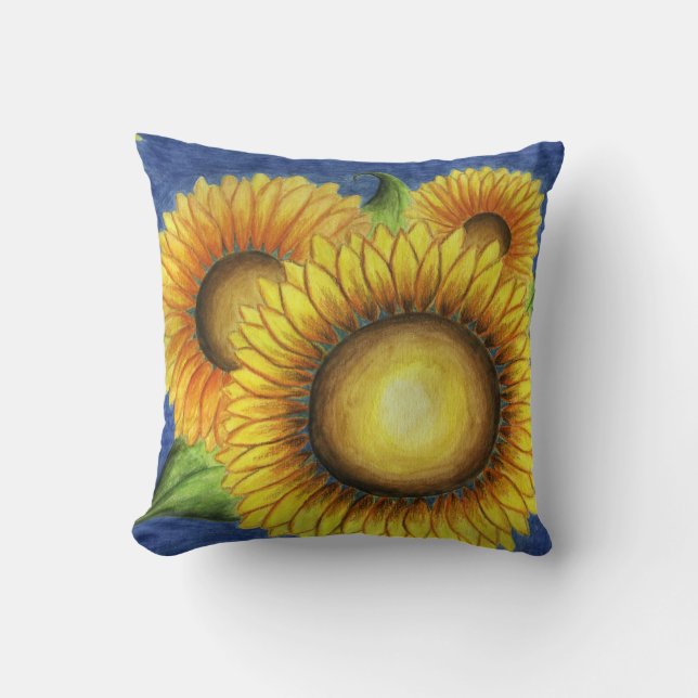 Summer Country Sunflower Throw Pillow Gift (Front)