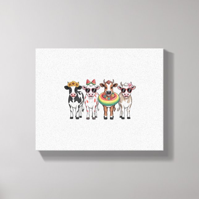 Summer Cows , Beach Farm Canvas Print (Front)