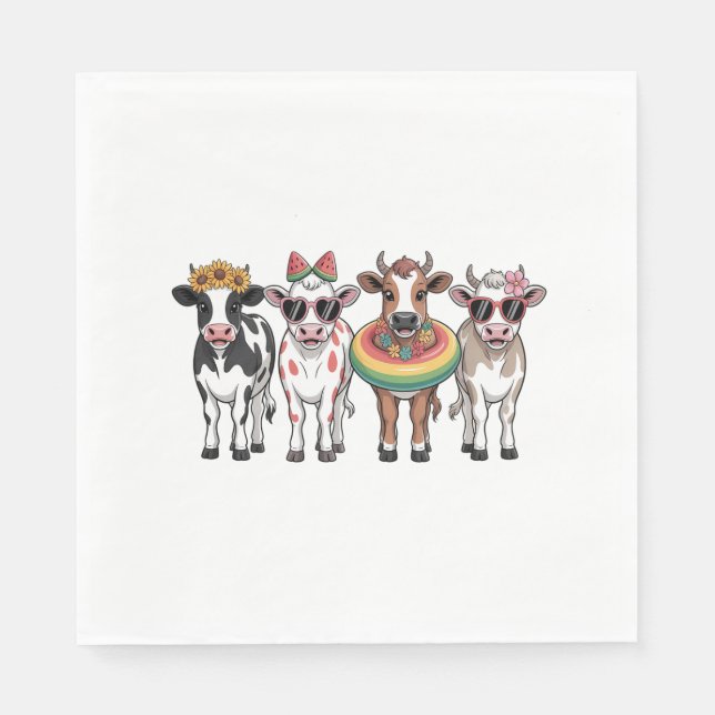Summer Cows , Beach Farm Napkin (Front)