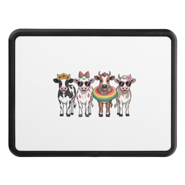 Summer Cows , Beach Farm Trailer Hitch Cover (Front)