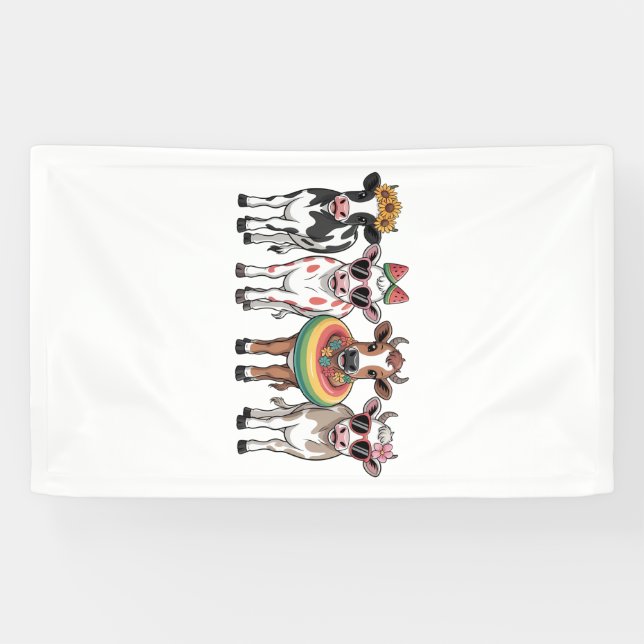 Summer Cows PNG, Beach Farm Banner (Horizontal)