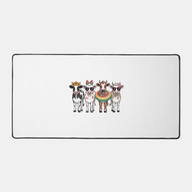 Summer Cows PNG, Beach Farm Desk Mat (Front)