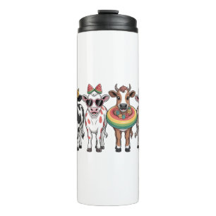 Summer Cows PNG, Beach Farm Thermal Tumbler