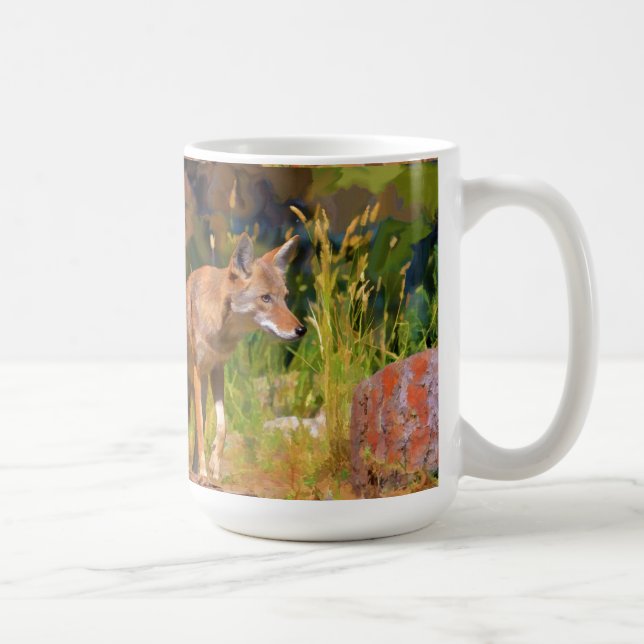 Summer Coyote Wildlife Painting Coffee Mug (Right)