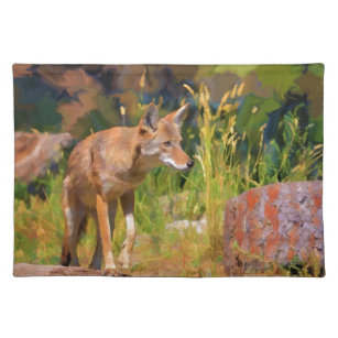 Summer Coyote Wildlife Painting Placemat